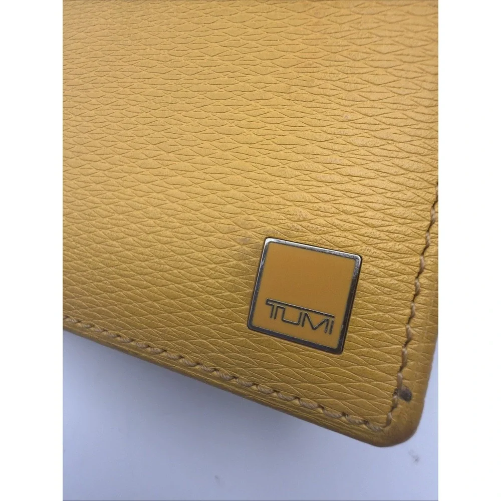 TUMI Yellow Bifold Wallet ID Window Card Holder Slim Men